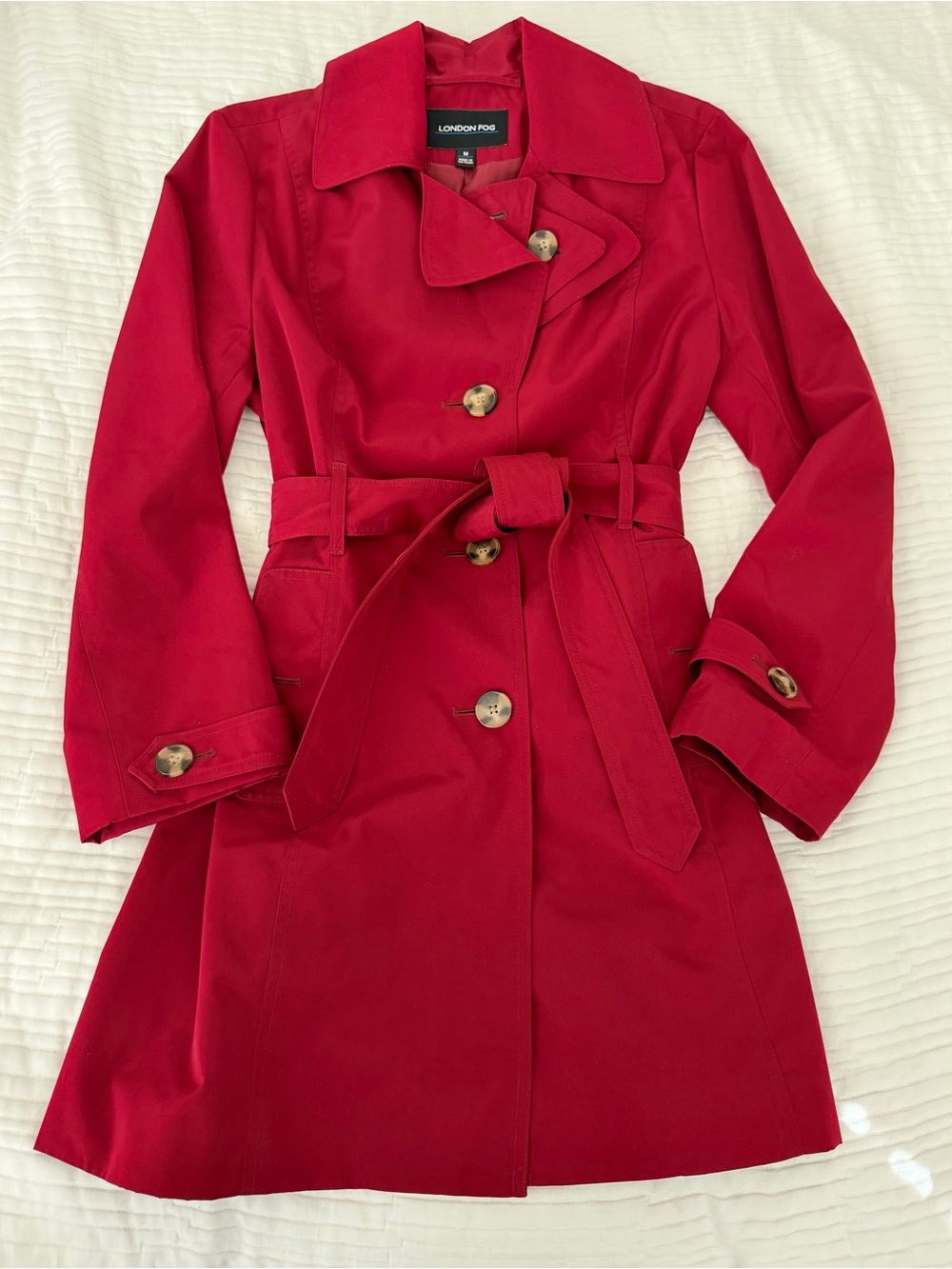 London Fog Red Belted Trench Coat
